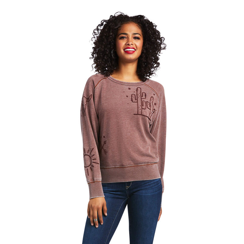 Ariat Sweatshirt Damen - American Stories Crew Braun ( WZUSD-5972 )